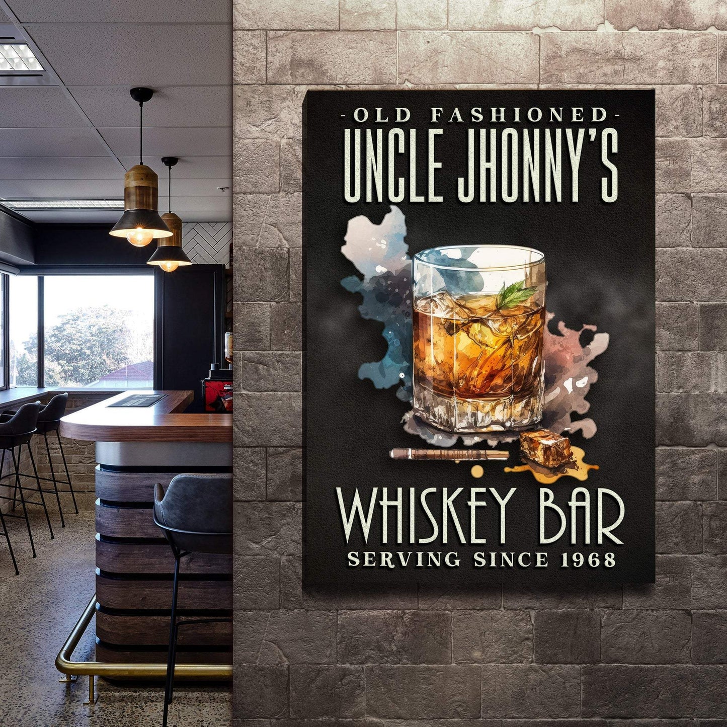 Old Fashioned Whiskey Bar Sign - Tailored Canvases - Flyclothing LLC