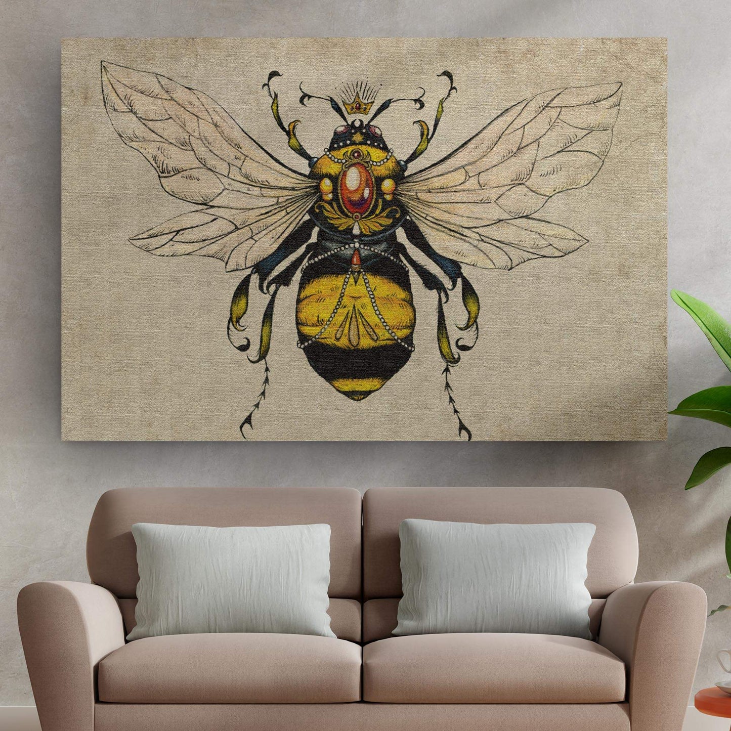 Vintage Queen Bee Canvas Wall Art - Tailored Canvases - Flyclothing LLC