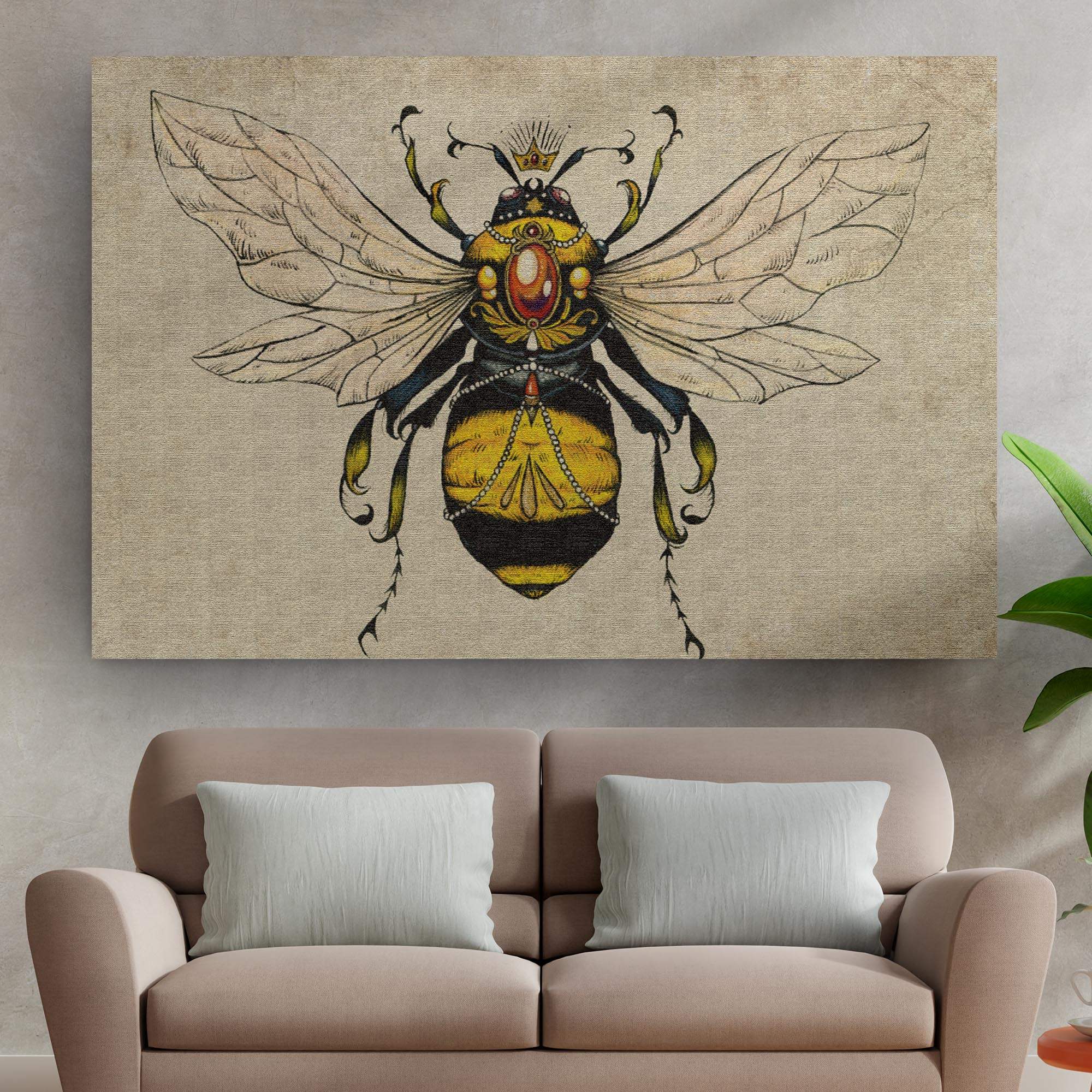 Vintage Queen Bee Canvas Wall Art - Tailored Canvases - Flyclothing LLC