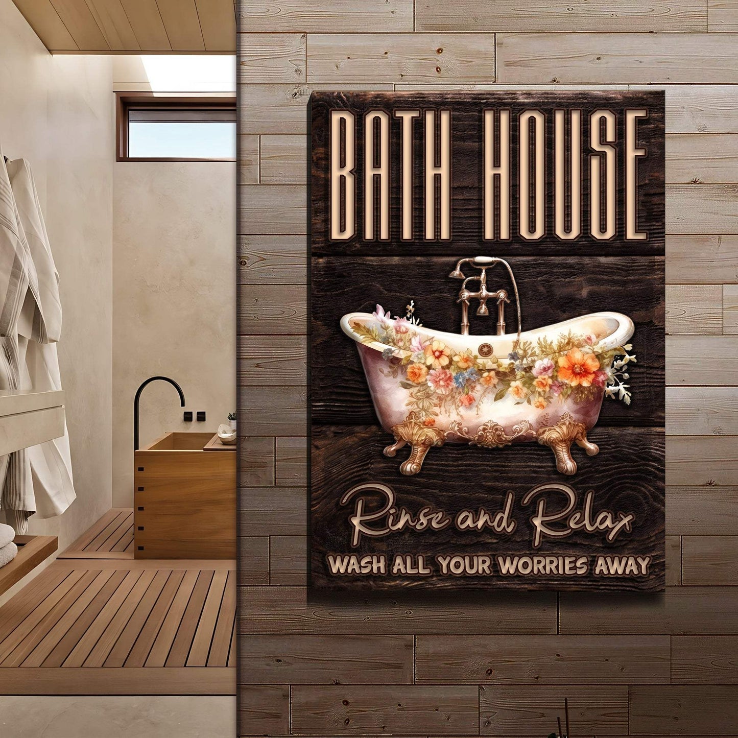 Rinse And Relax Bath House Sign - Tailored Canvases - Flyclothing LLC