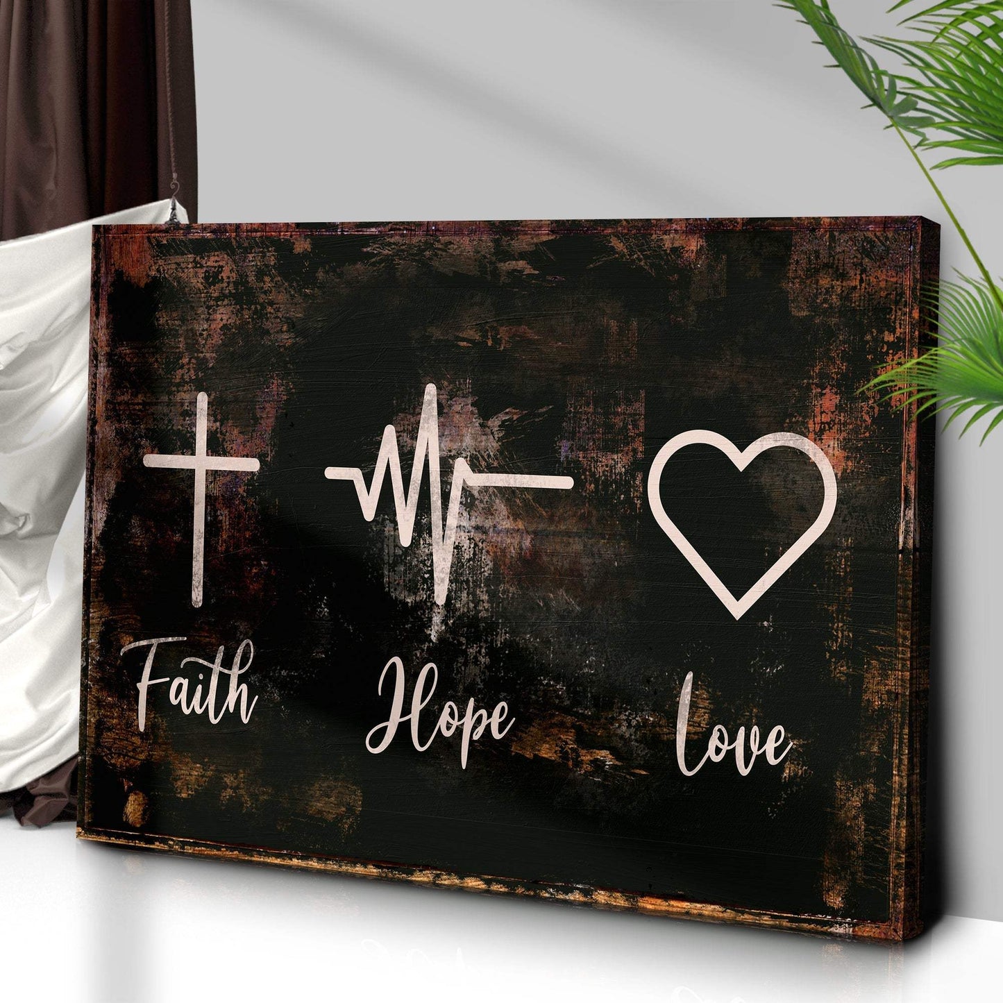 Rustic 'Faith, Hope, Love' Sign - Christian Art and Biblical Decor for home - Tailored Canvases - Flyclothing LLC