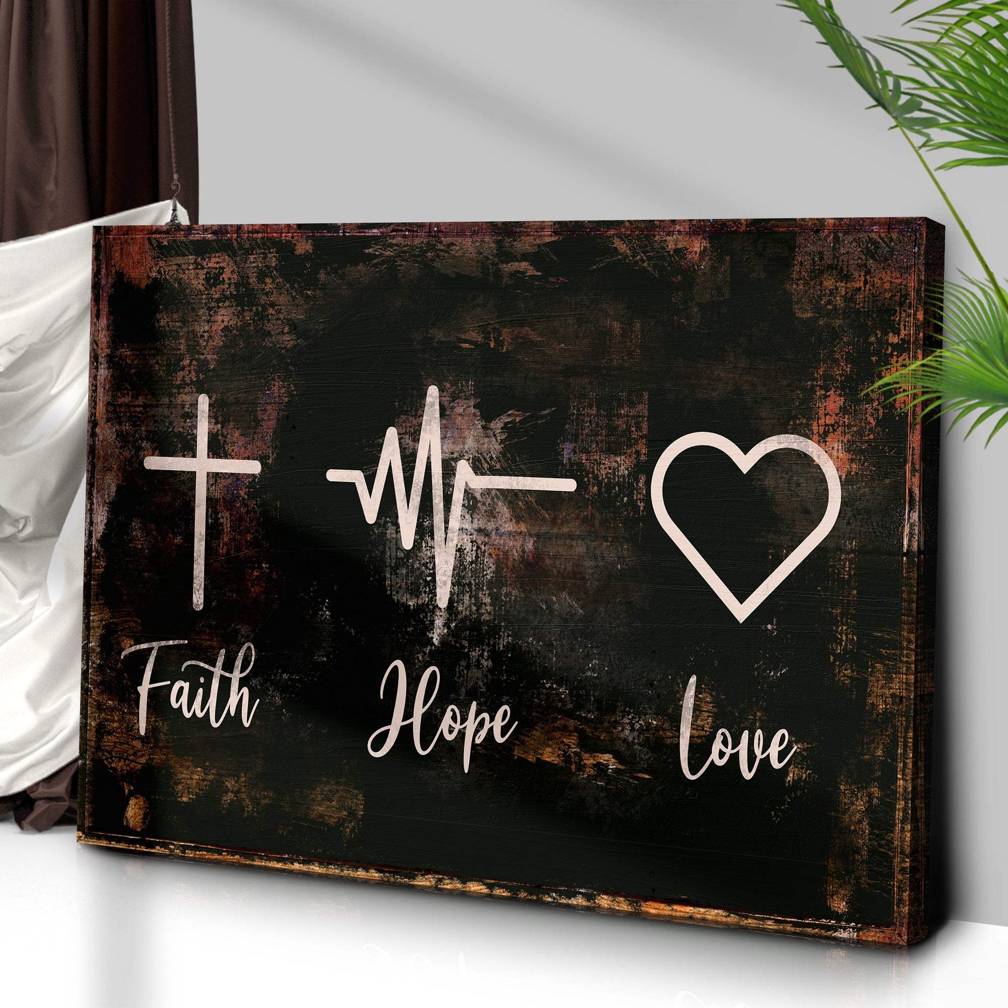 Rustic 'Faith, Hope, Love' Sign - Christian Art and Biblical Decor for home - Tailored Canvases - Flyclothing LLC