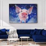 Fluffy Pig Watercolor Canvas Wall Art - Tailored Canvases - Flyclothing LLC