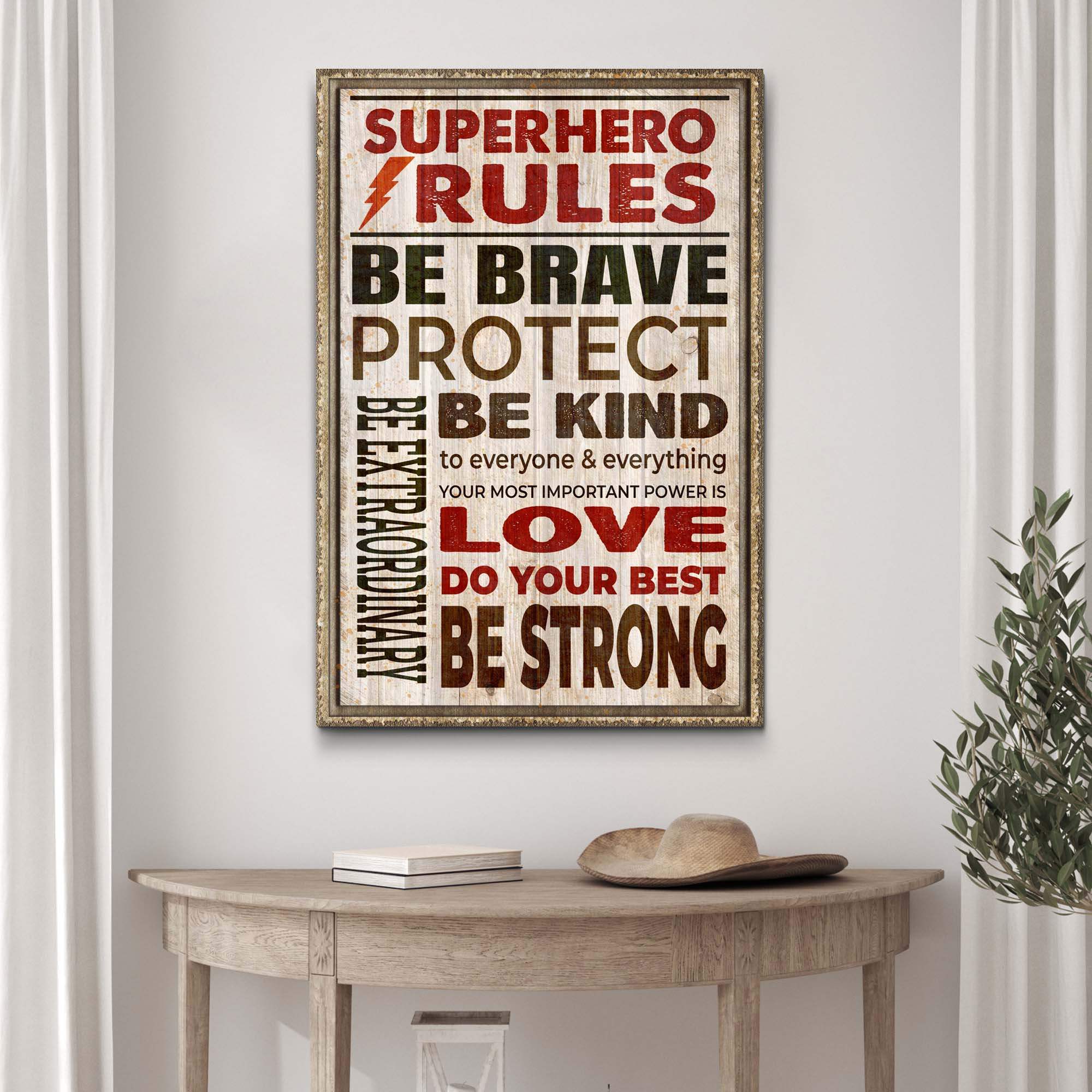 Your Most Important Power Is Love Superhero Rules Sign - Tailored Canvases - Flyclothing LLC