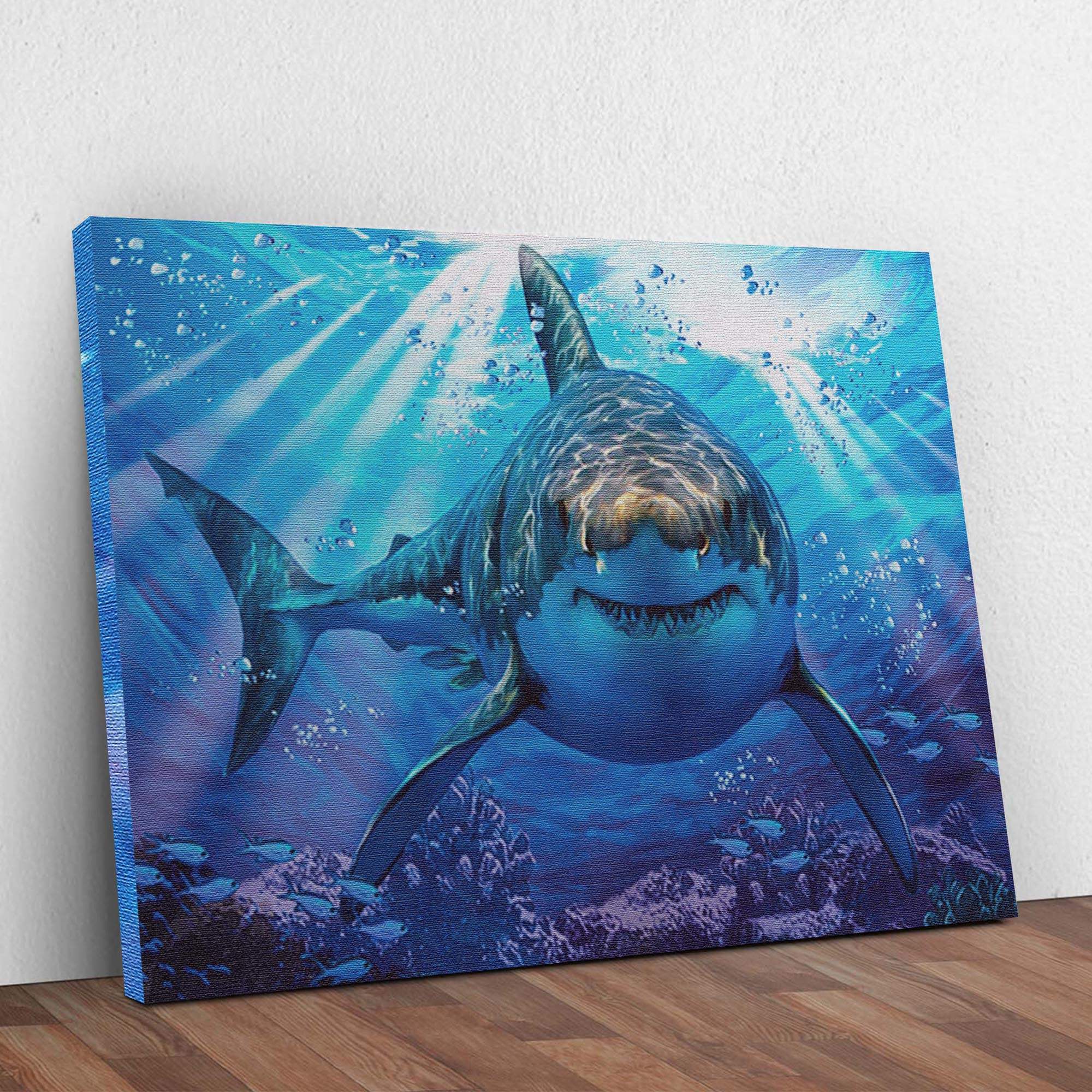 Underwater White Shark Canvas Wall Art - Tailored Canvases - Flyclothing LLC