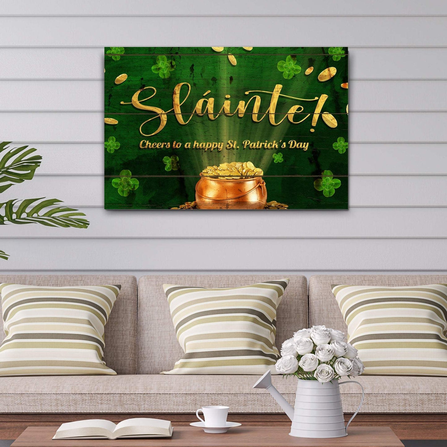 Sláinte! Cheers To A Happy St. Patrick's Day Sign - Tailored Canvases - Flyclothing LLC