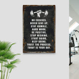 No Excuses Motivational Sign - Tailored Canvases - Flyclothing LLC