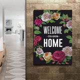 Welcome To Our Home Floral Entryway Sign - Tailored Canvases - Flyclothing LLC