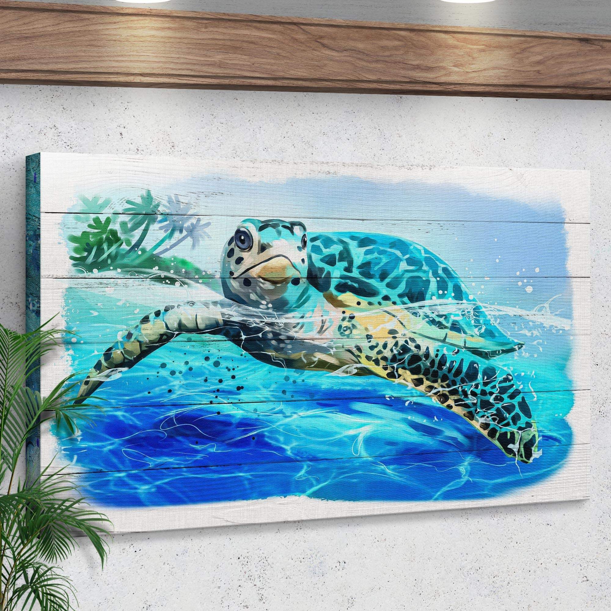 Turtle Oasis Watercolor Canvas Wall Art - Tailored Canvases - Flyclothing LLC