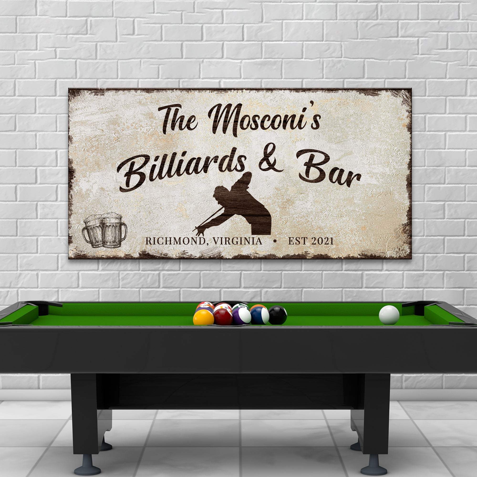 Billiards And Bar Sign II - Tailored Canvases - Flyclothing LLC