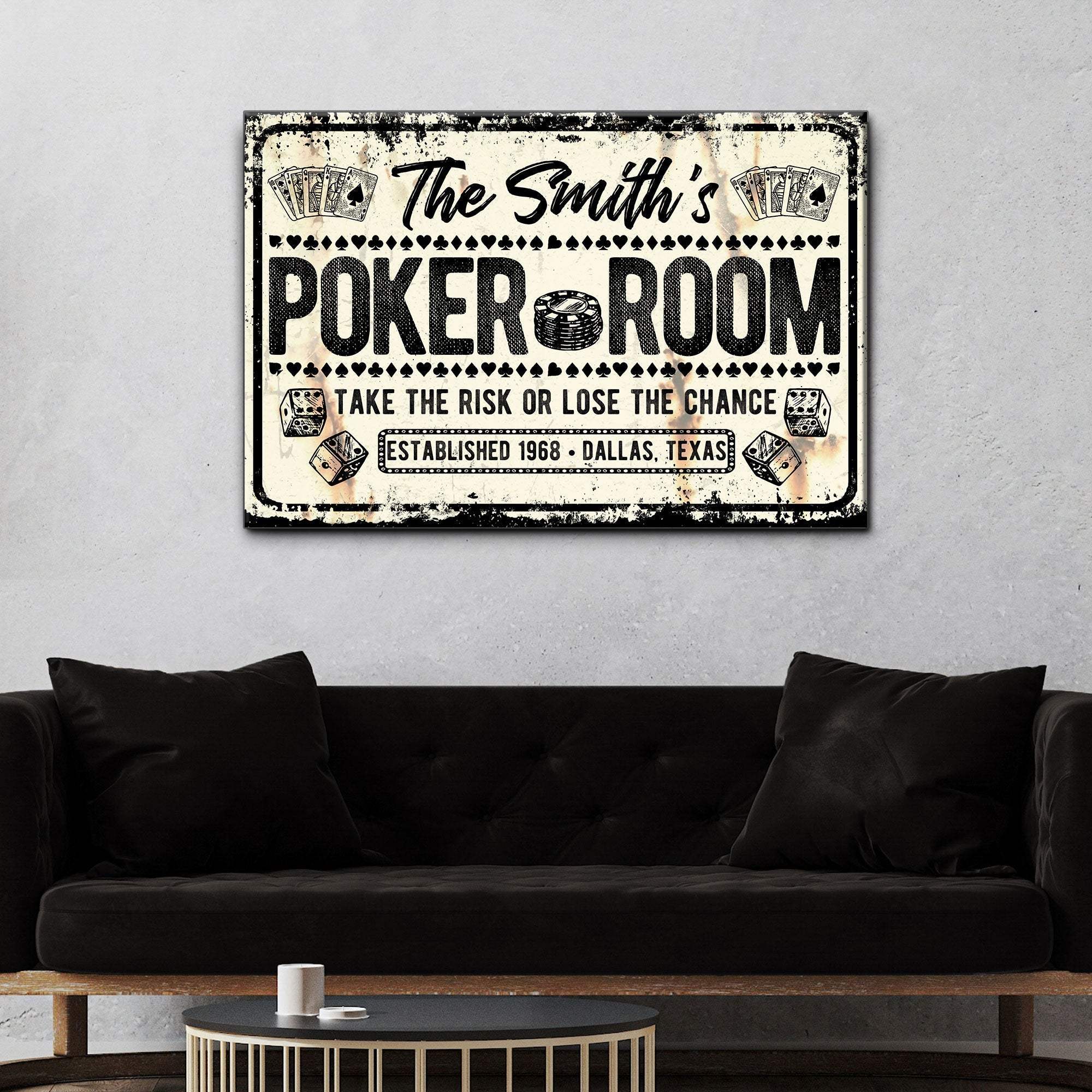 Take The Risk Poker Room Sign - Tailored Canvases - Flyclothing LLC