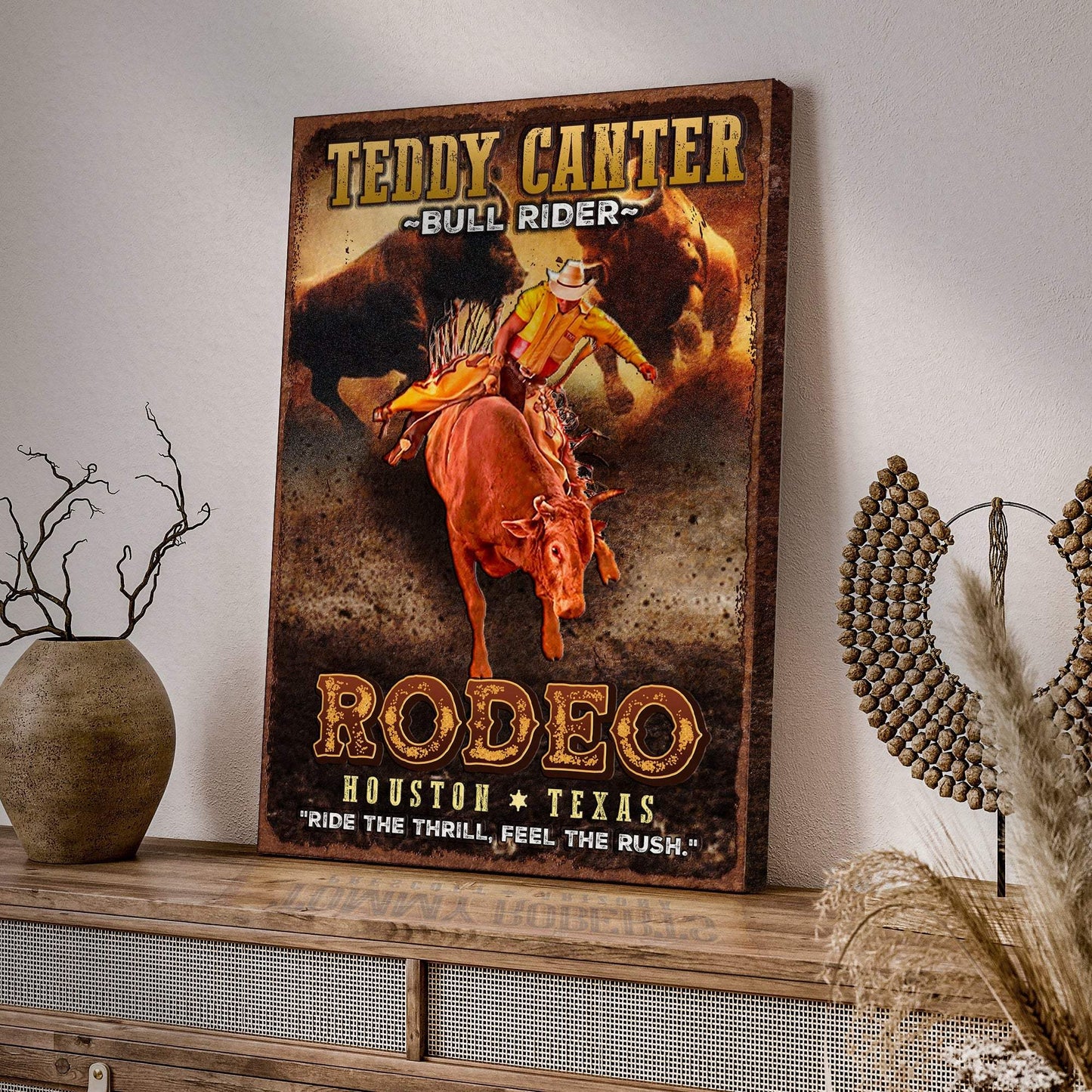 Cowboy Rodeo Bull Rider Sign - Tailored Canvases - Flyclothing LLC