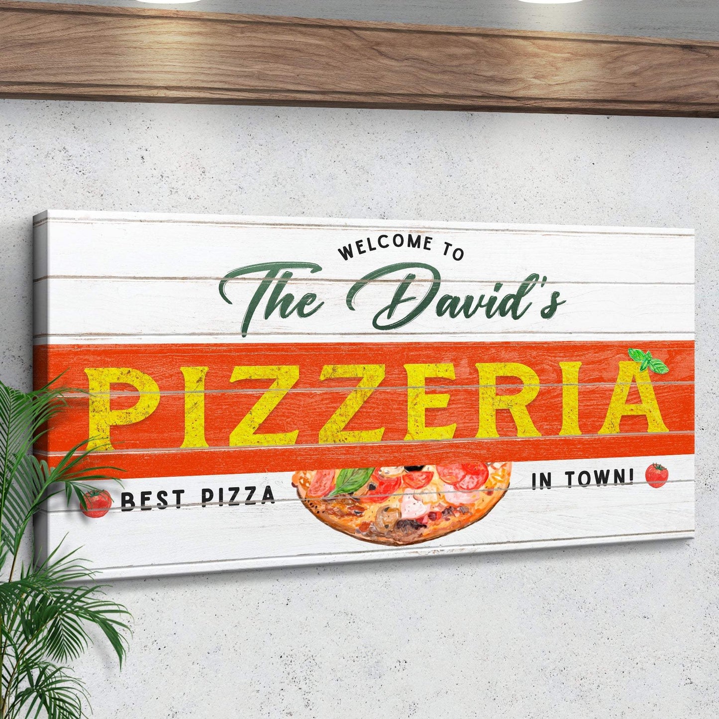 Best Pizza In Town Pizzeria Sign - Tailored Canvases - Flyclothing LLC