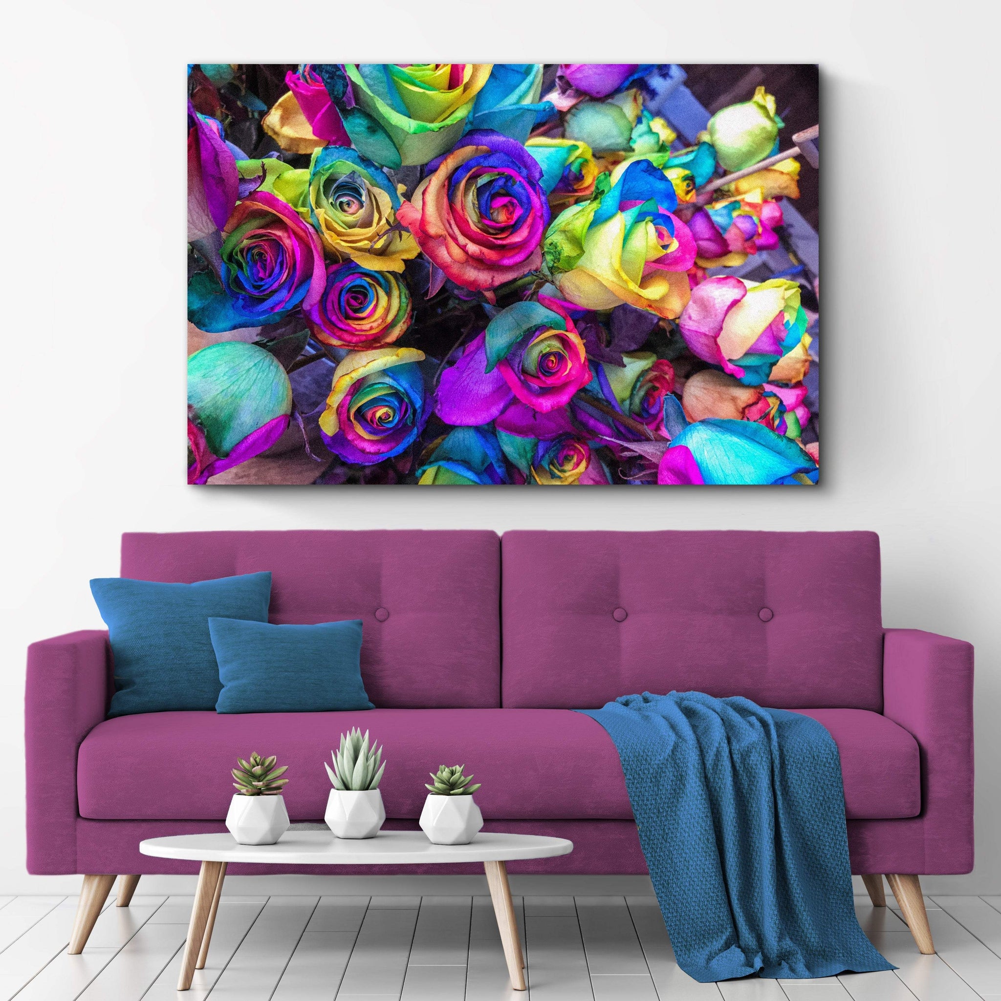 Rainbow Roses Canvas Wall Art - Tailored Canvases - Flyclothing LLC