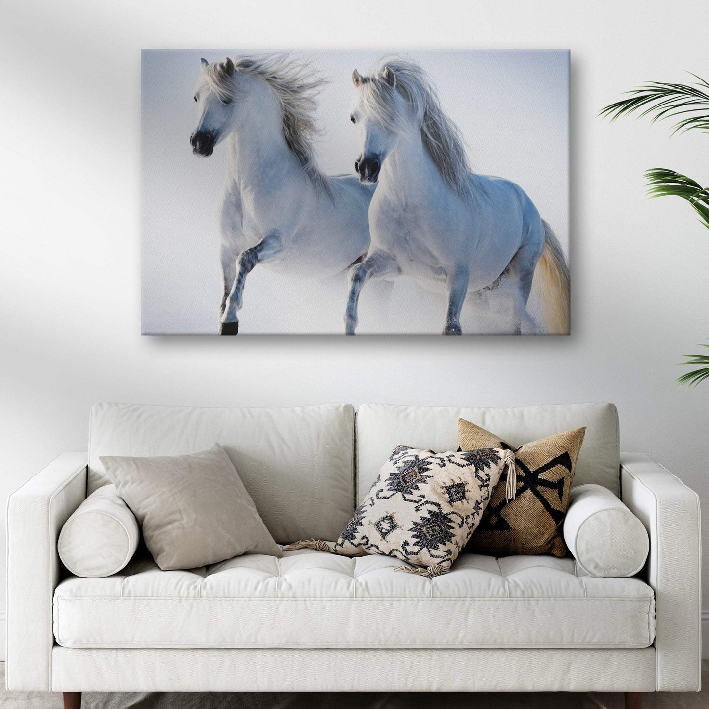 White Horse Couple Canvas Wall Art - Tailored Canvases - Flyclothing LLC