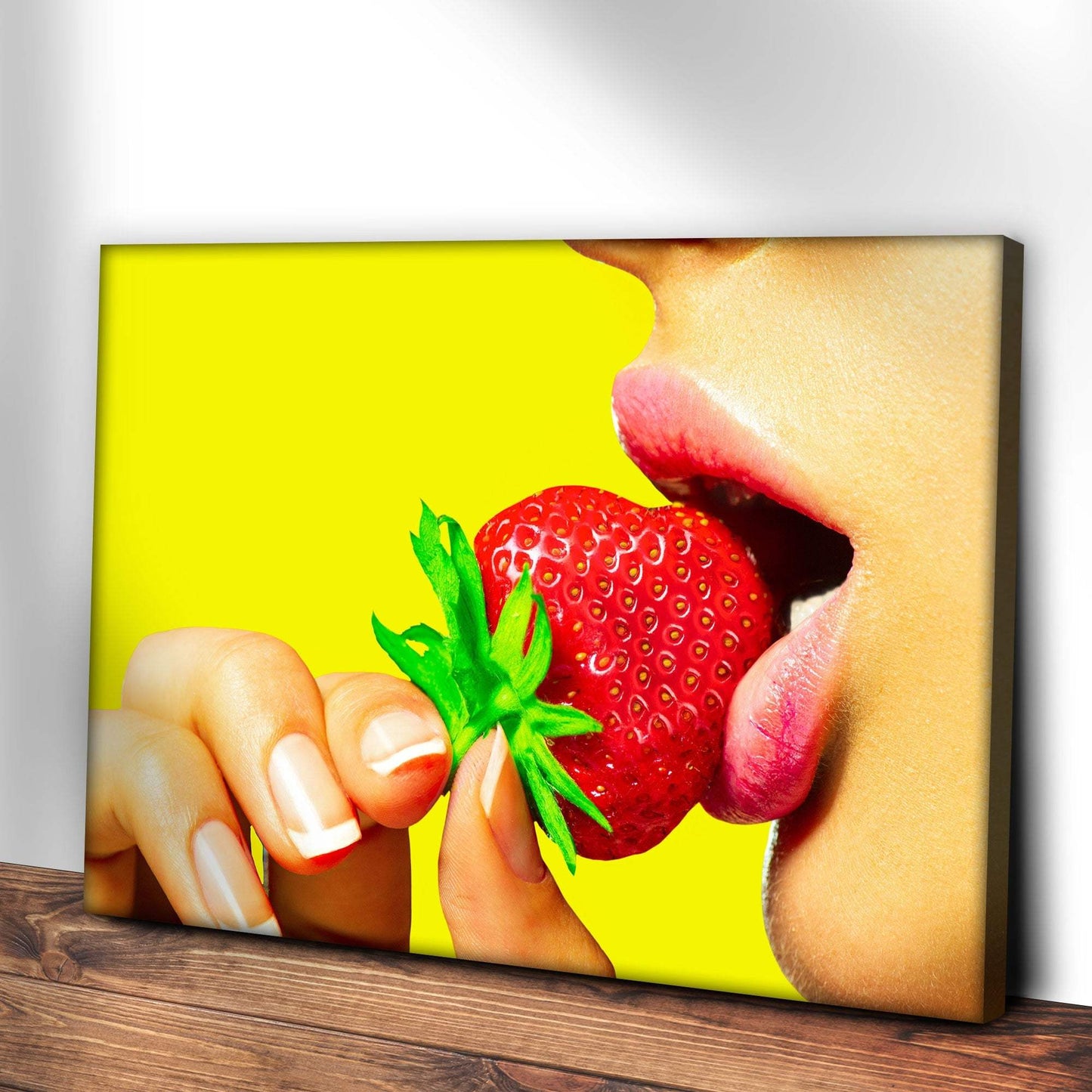 Fruits Strawberry Lips Canvas Wall Art - Tailored Canvases - Flyclothing LLC