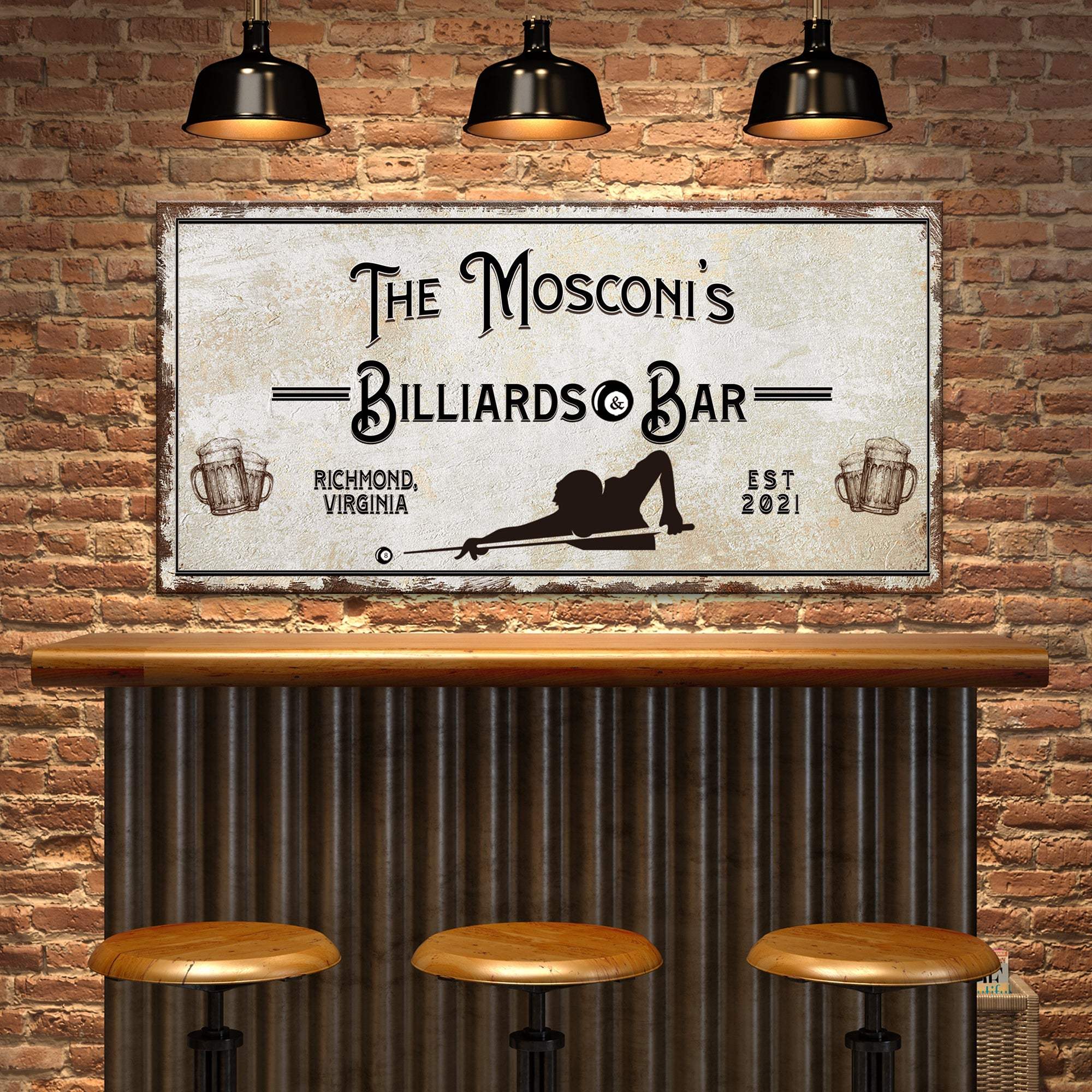 Billiards And Bar Sign II - Tailored Canvases - Flyclothing LLC