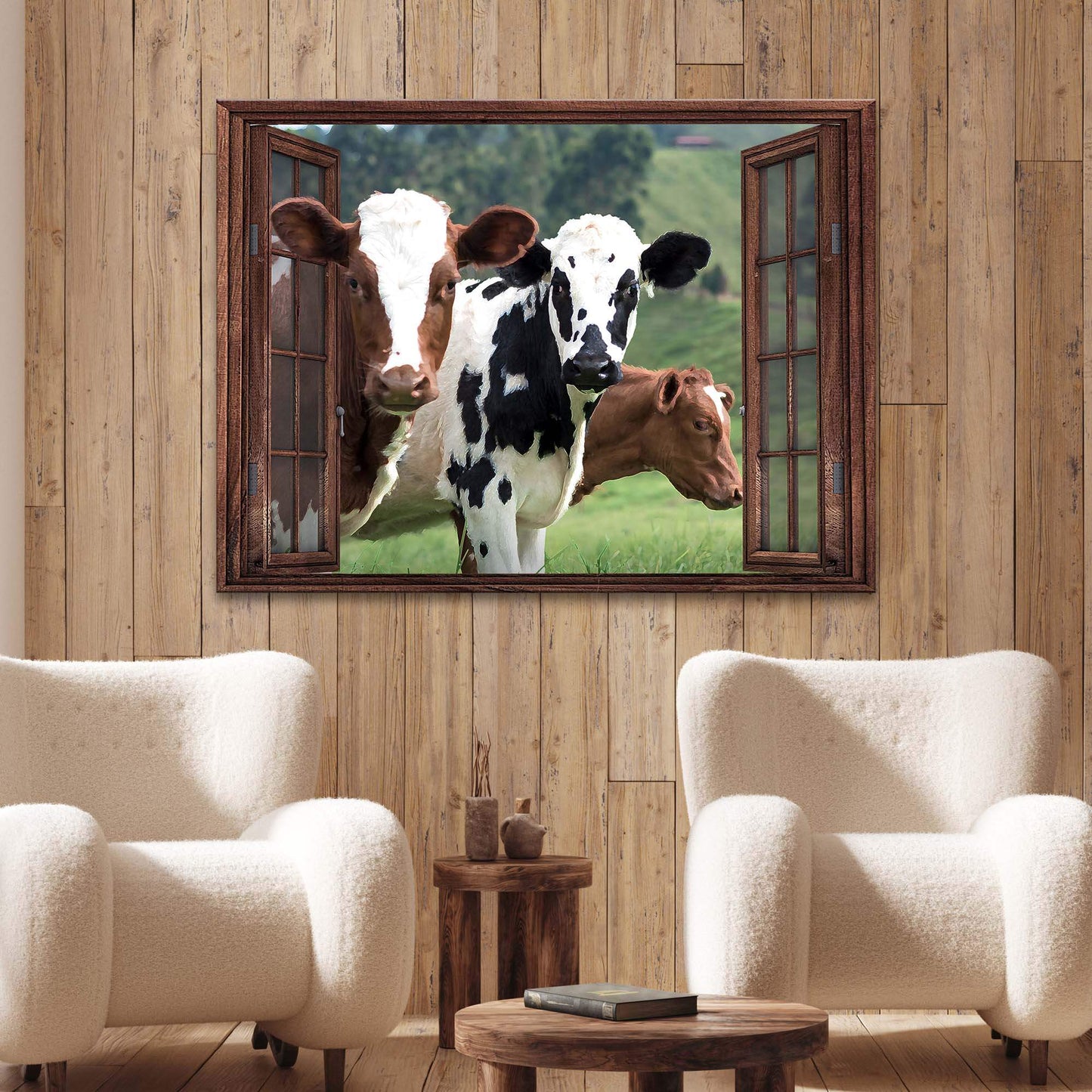 Cattle On Window Canvas Wall Art - Tailored Canvases - Flyclothing LLC