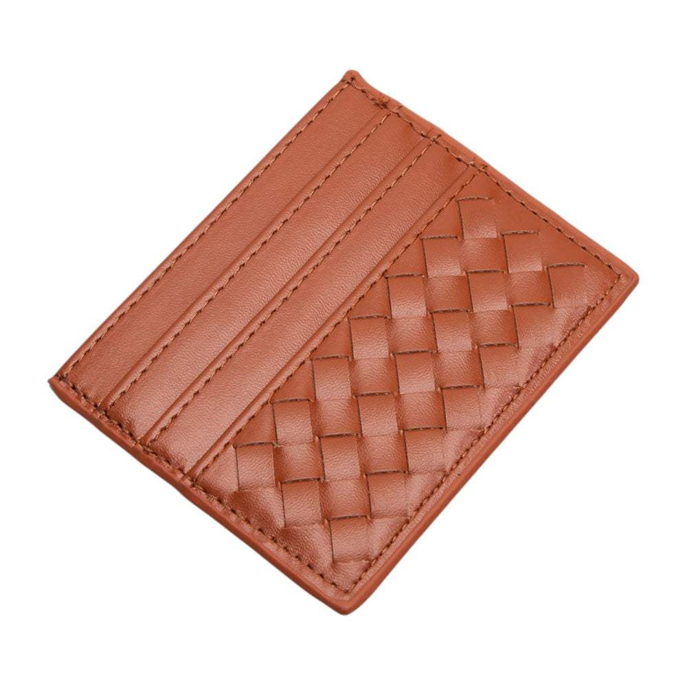 Faux Leather Basket Weave Card Holder Wallet - Madeline Love - Flyclothing LLC