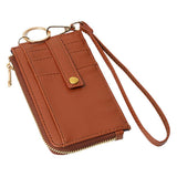 Faux Leather Basket Weave Flat Card Holder Wallet with Wristlet - Madeline Love - Flyclothing LLC