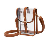 Faux Leather Belt Buckle Pointed Transparent Crossbody Bag - Madeline Love - Flyclothing LLC