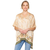 Leaf Print Cover Up Poncho - Madeline Love - Flyclothing LLC