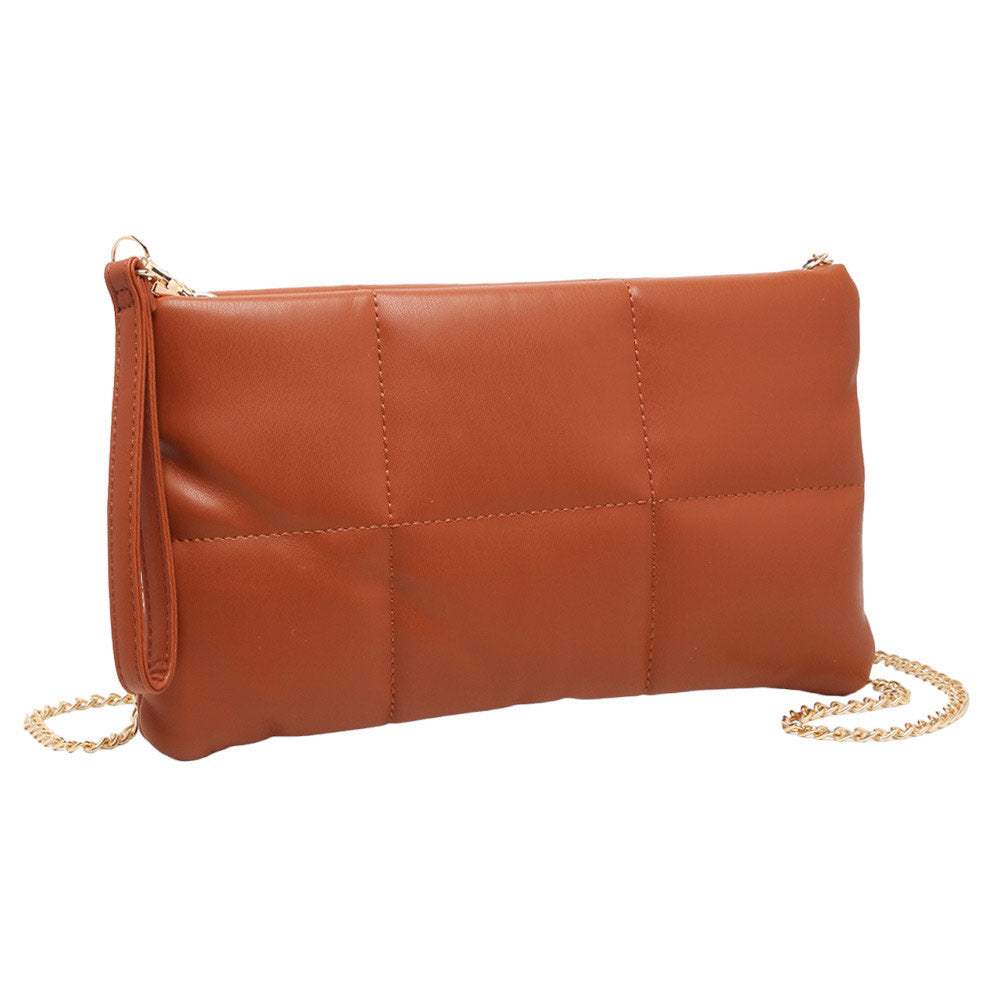 Quilted Solid Faux Leather Crossbody Bag - Madeline Love - Flyclothing LLC