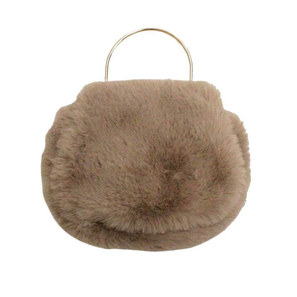 Solid Faux Fur Tote Crossbody Bag - Madeline Love - Flyclothing LLC