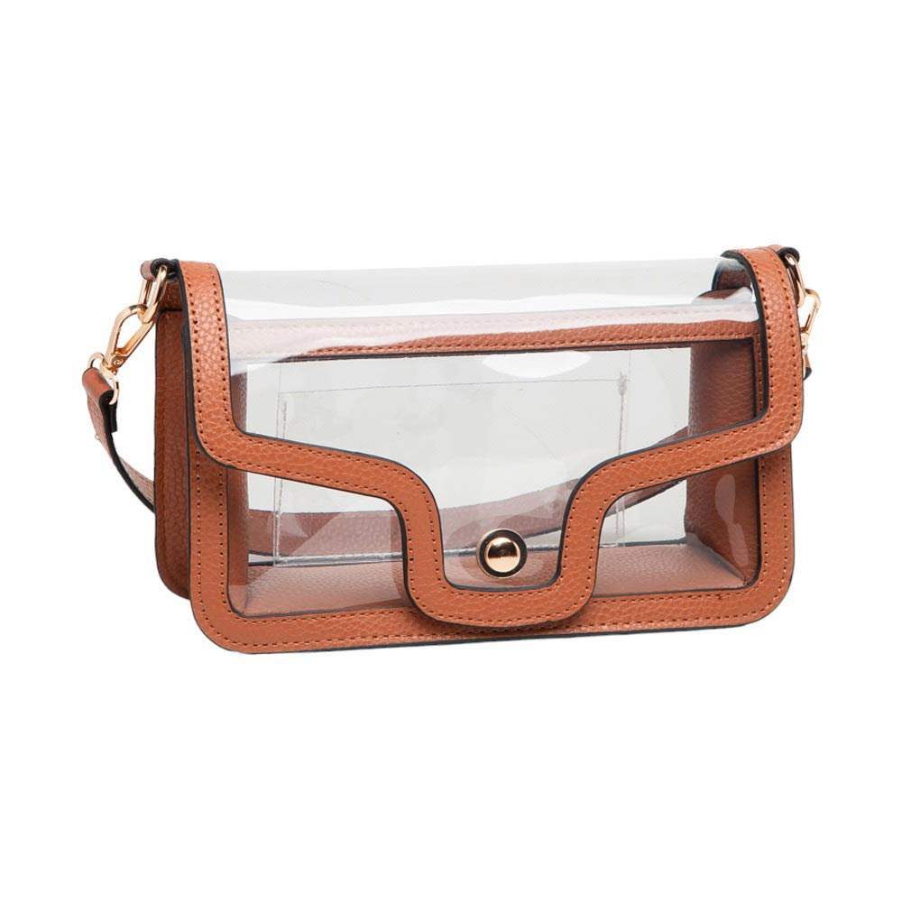 Solid Faux Leather Transparent Rectangle Shoulder Bag - Madeline Love - Flyclothing LLC