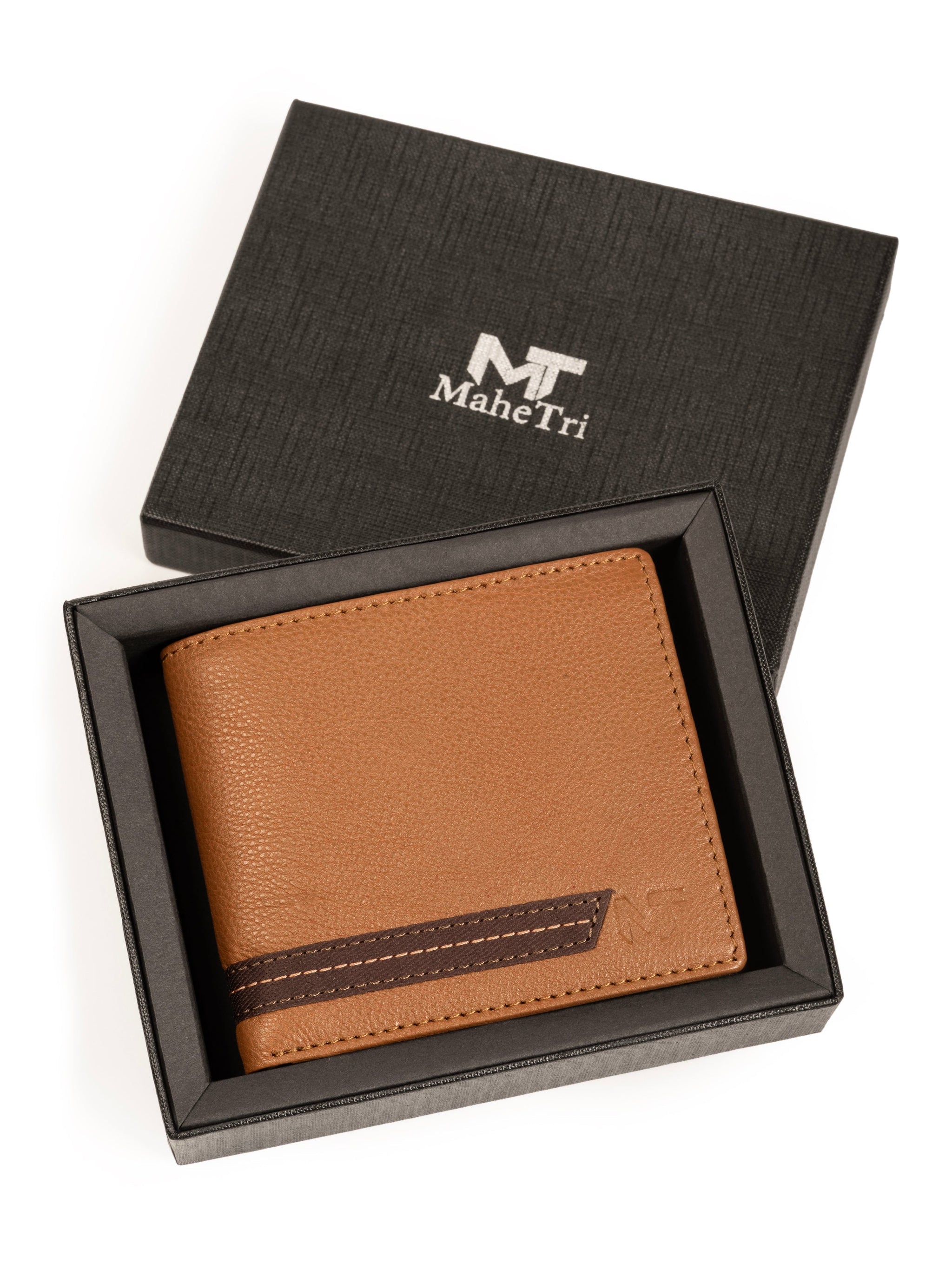 Stripe Brown Men's Wallet - Classy Leather Bags - Flyclothing LLC