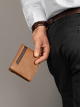 Stripe Brown Men's Wallet - Classy Leather Bags - Flyclothing LLC