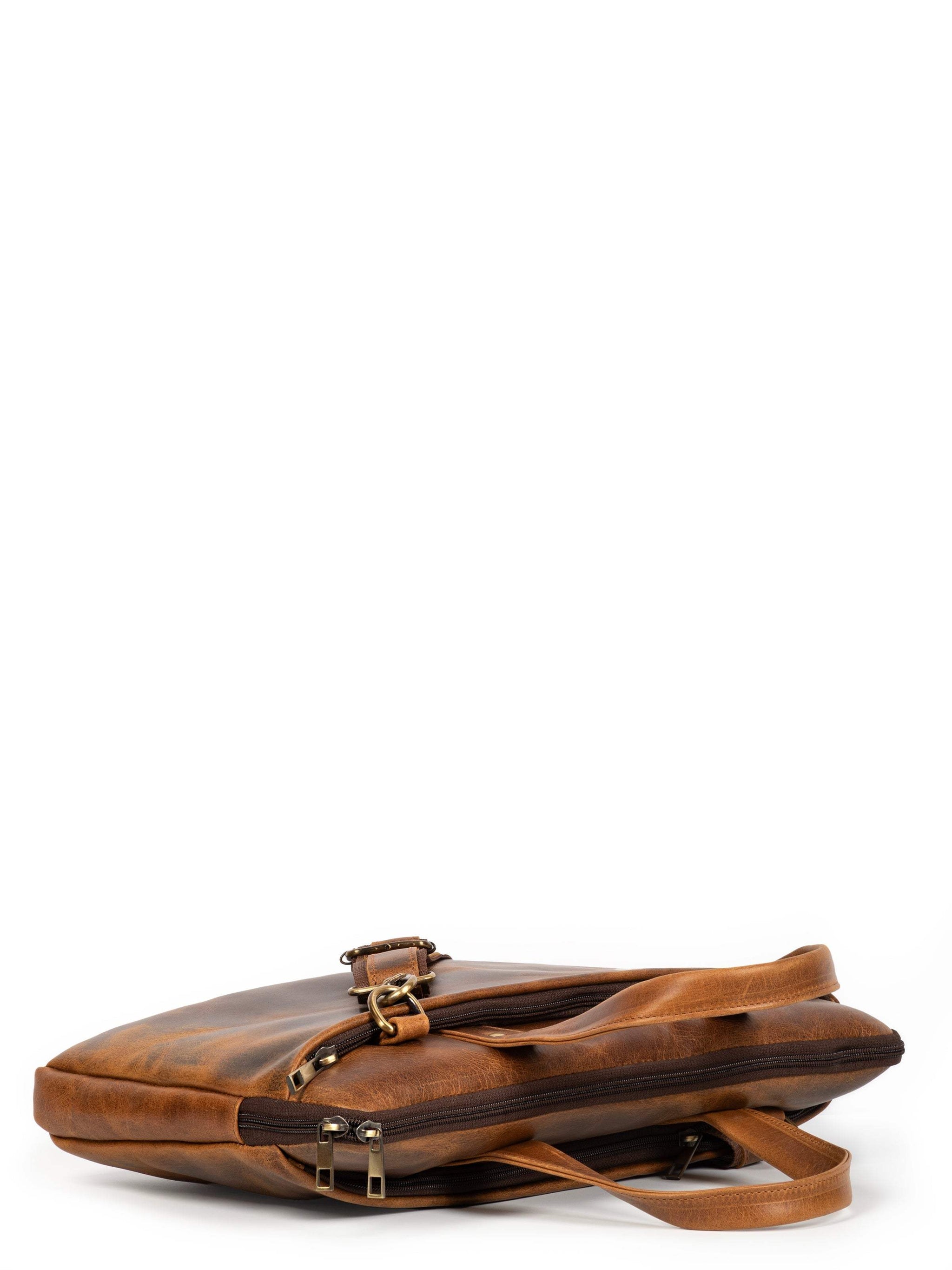 Harbor Laptop Briefcase, Tan - Classy Leather Bags - Flyclothing LLC