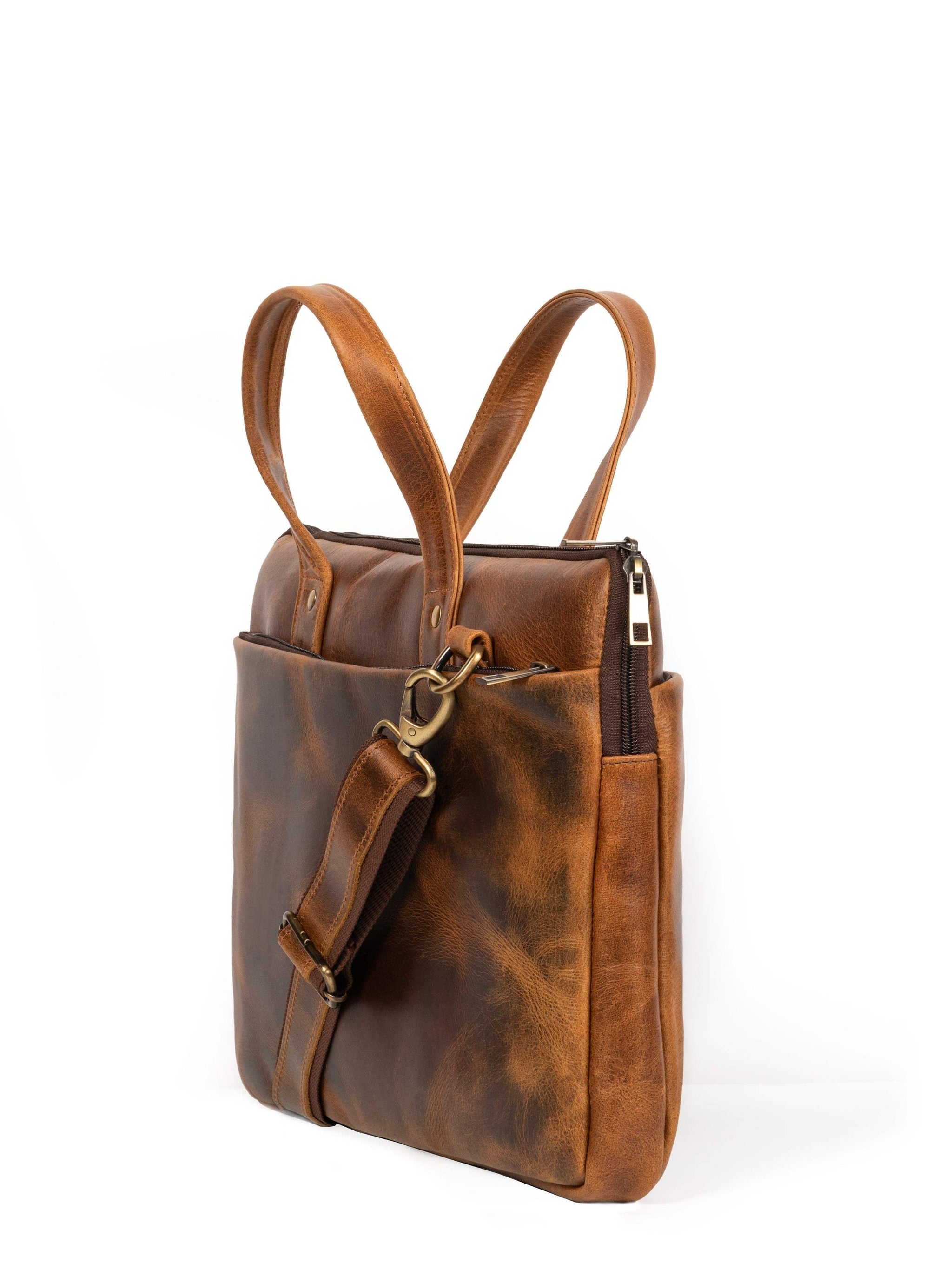 Harbor Laptop Briefcase, Tan - Classy Leather Bags - Flyclothing LLC