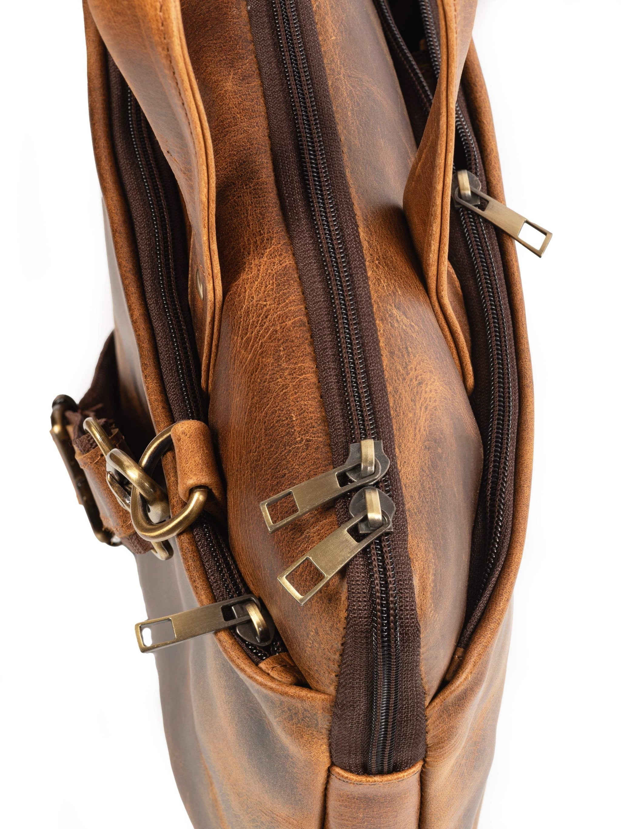 Harbor Laptop Briefcase, Tan - Classy Leather Bags - Flyclothing LLC