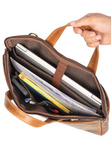 Harbor Laptop Briefcase, Tan - Classy Leather Bags - Flyclothing LLC