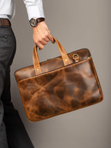 Harbor Laptop Briefcase, Tan - Classy Leather Bags - Flyclothing LLC
