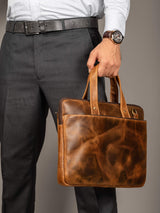 Harbor Laptop Briefcase, Tan - Classy Leather Bags - Flyclothing LLC