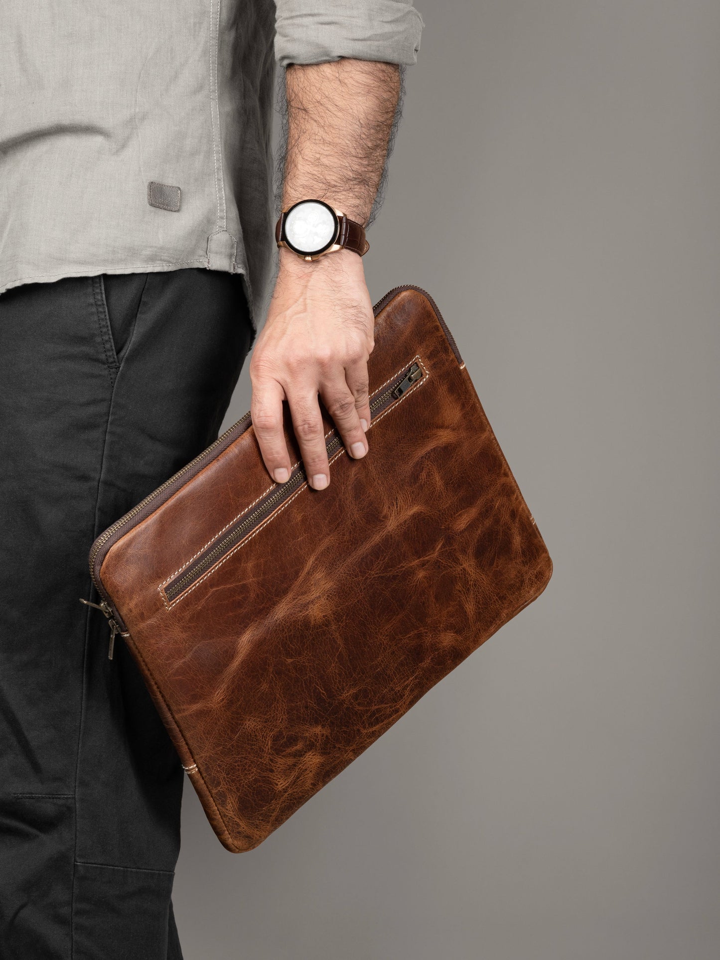 Tan Laptop Sleeve - Classy Leather Bags - Flyclothing LLC