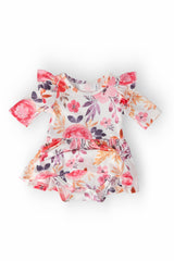 Tangerine Leaves 3/4 Sleeve Flutter Twirl Bodysuit