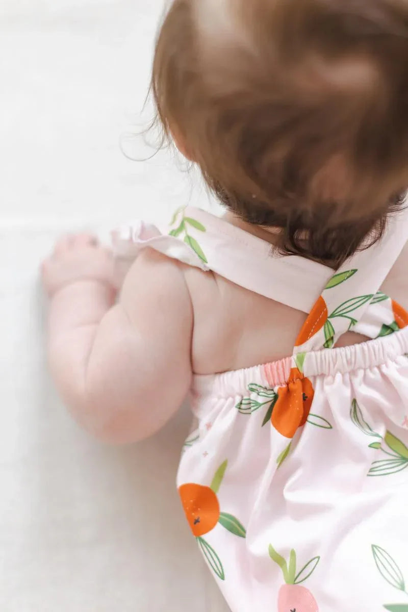 Tangerine Ruffle Cross Back Romper - Mila & Rose ® - Flyclothing LLC