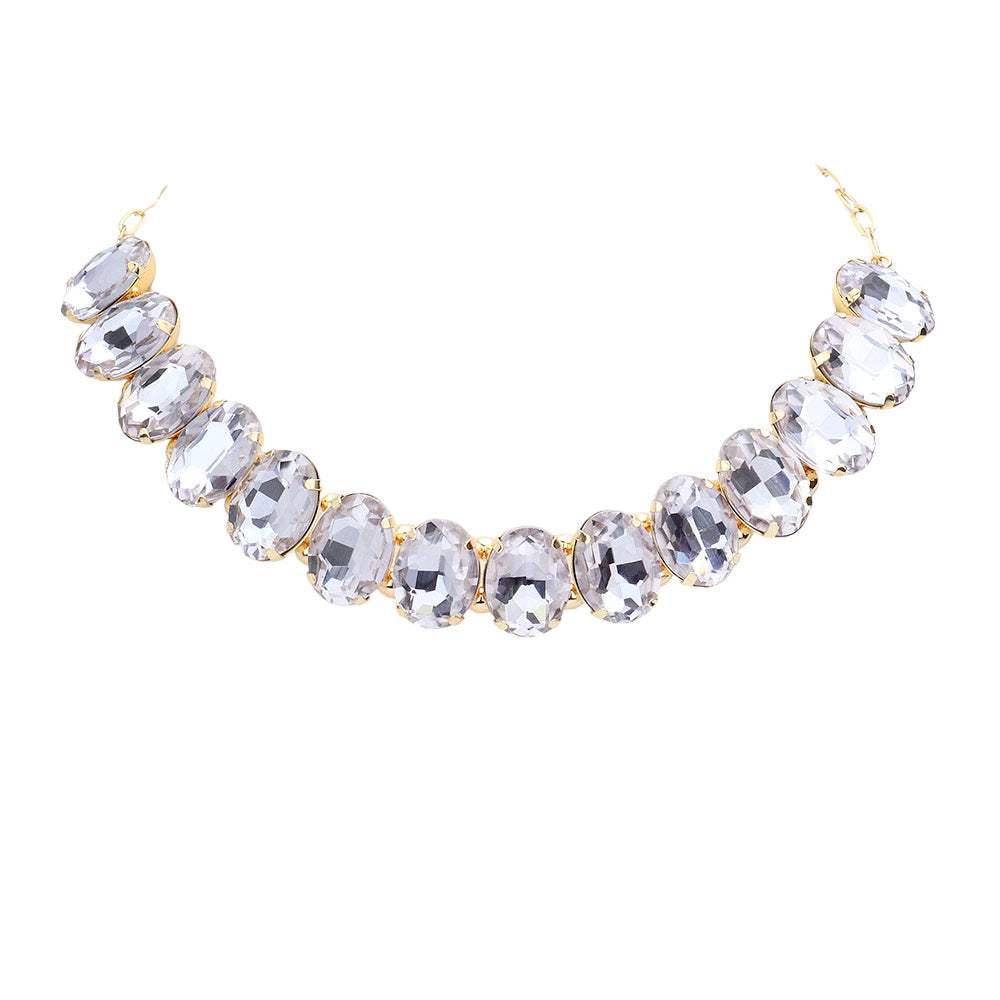 Oval Stone Evening Necklace - Madeline Love - Flyclothing LLC