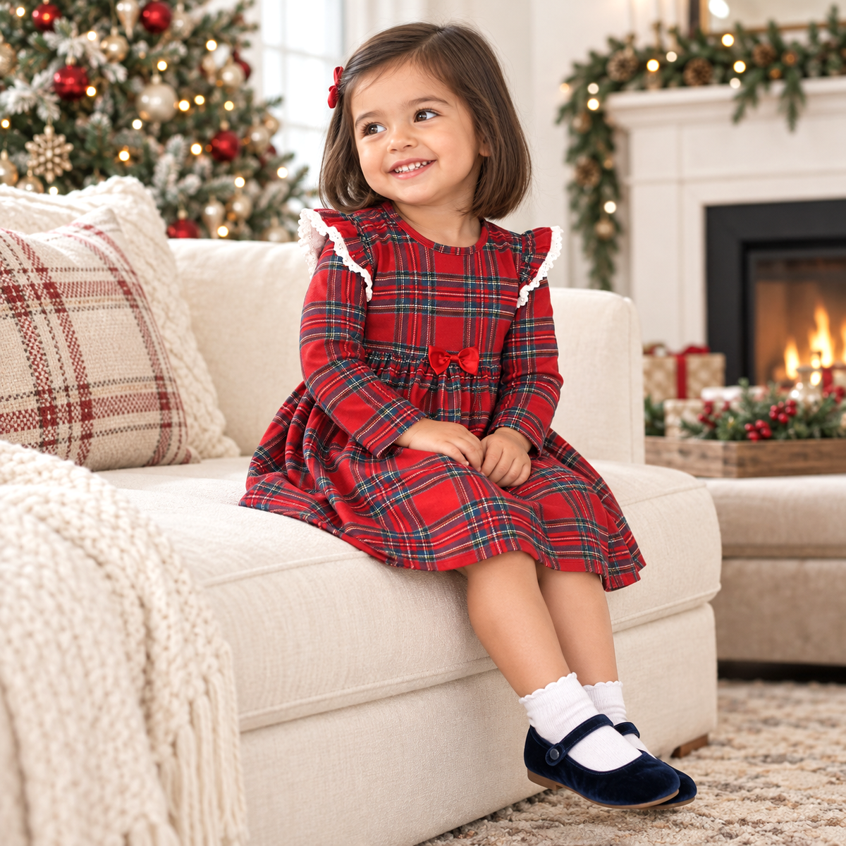 Christmas Bamboo Holiday Dress – Classic Red Plaid Charm - Tesa Babe - Flyclothing LLC