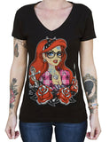 Black Market Art Company Tattooed Mermaid Women's V-Neck T-Shirt