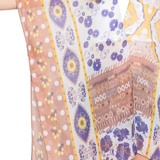 Abstract Paisley Flower Print Kimono Poncho - Madeline Love - Flyclothing LLC