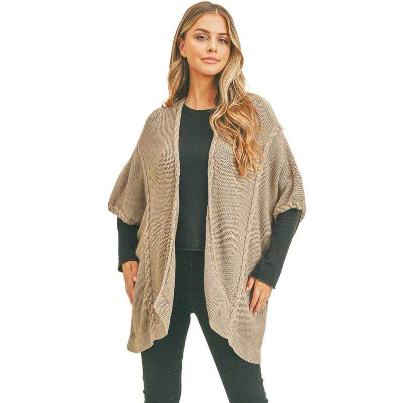 Braided Trim Lined Kimono Poncho Ruana - Madeline Love - Flyclothing LLC