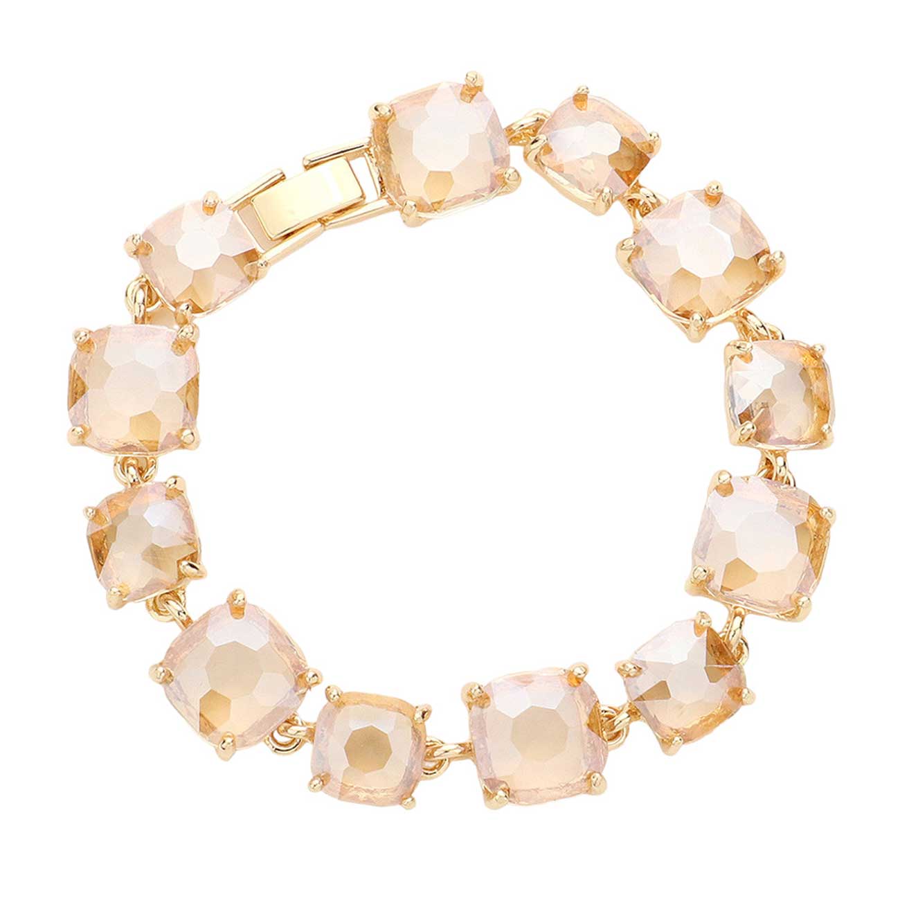 Cushion Square Stone Link Evening Bracelet - Madeline Love - Flyclothing LLC