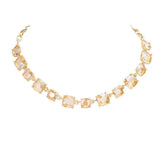 Cushion Square Stone Link Evening Necklace - Madeline Love - Flyclothing LLC