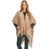 Embossed Pattern Tassel Ruana - Madeline Love - Flyclothing LLC