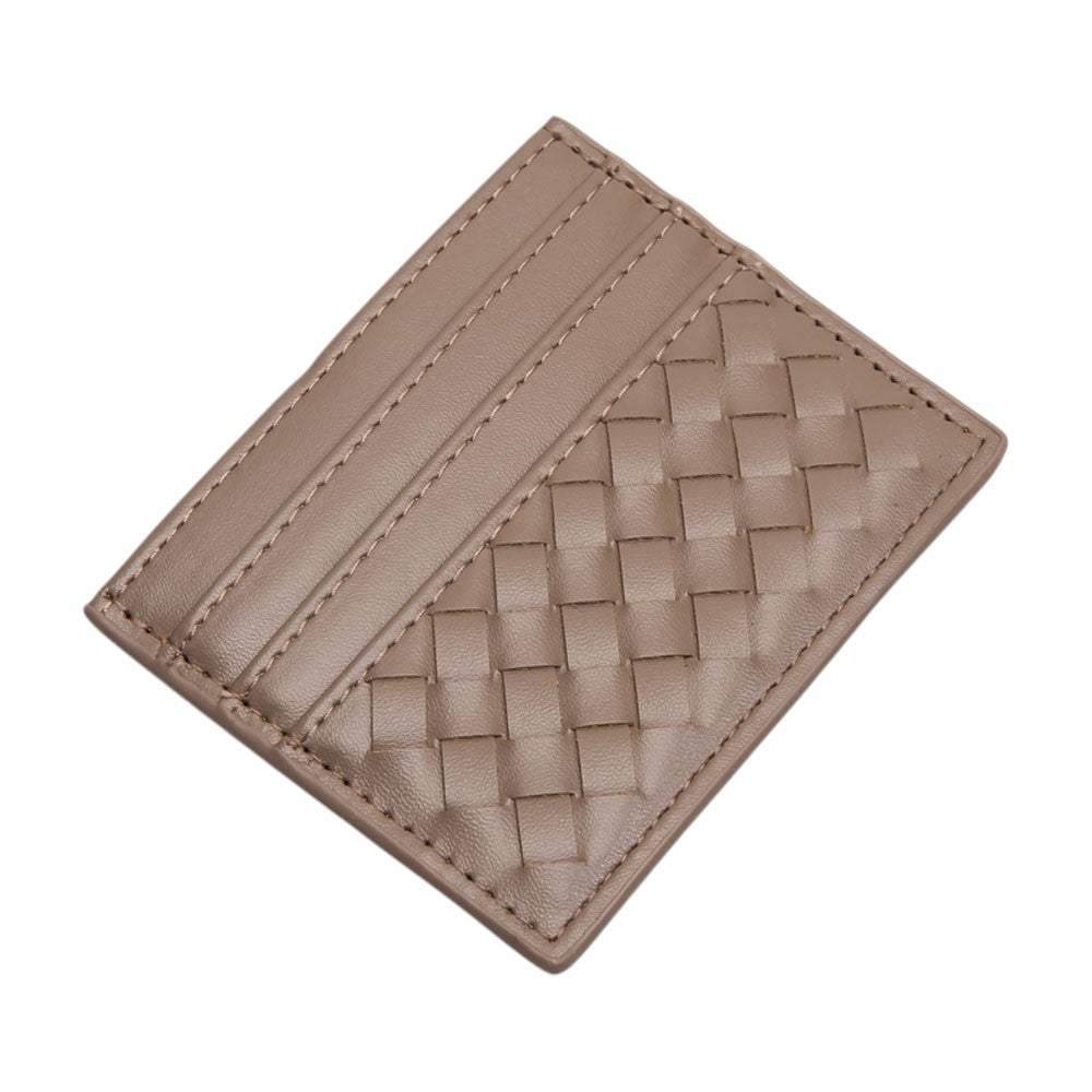 Faux Leather Basket Weave Card Holder Wallet - Madeline Love - Flyclothing LLC