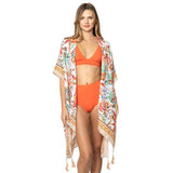 Floral Patterned Cover Up Kimono Poncho - Madeline Love - Flyclothing LLC